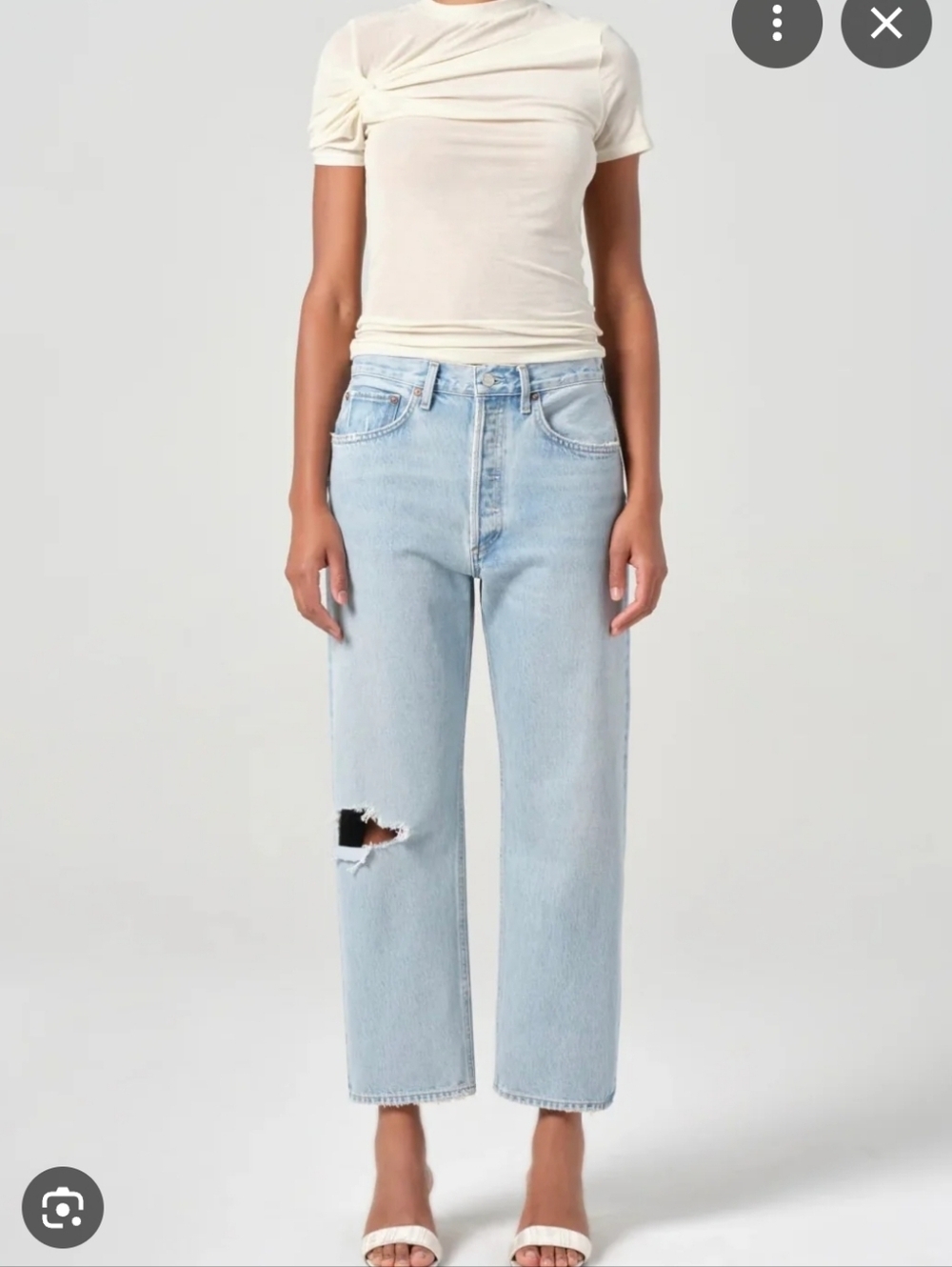AGOLDE Light Wash Cropped Mid-Rise Straight Jeans